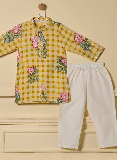 Mustard Bloom Kurta Set