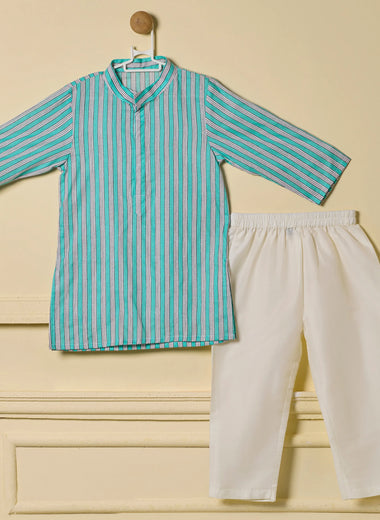 Aqua Stripe Kurta Set