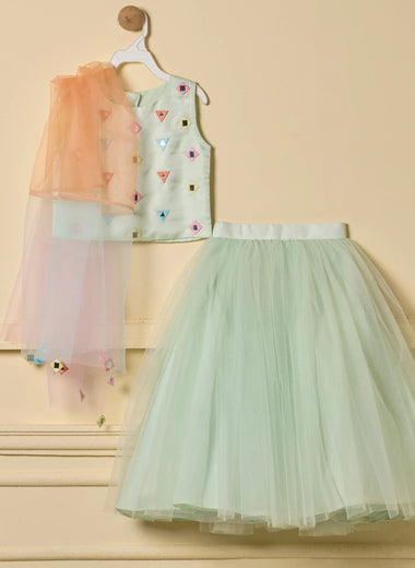 Mint Confetti Skirt Set
