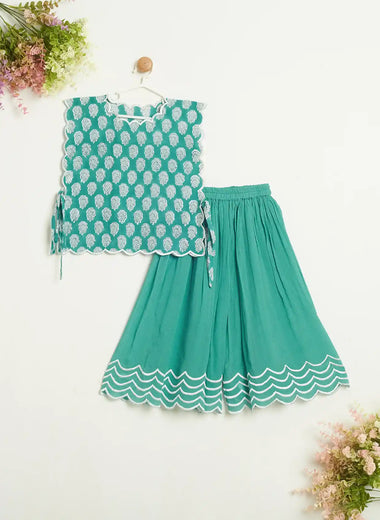 GREEN SCALLOP PALAZZO