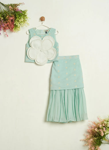 WHITE FLOWER SEA GREEN  SET