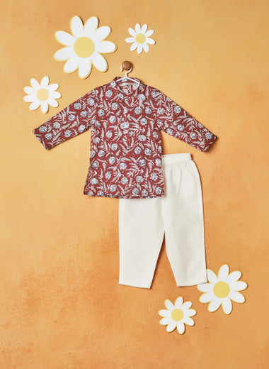 MAROON FLORAL KURTA SET