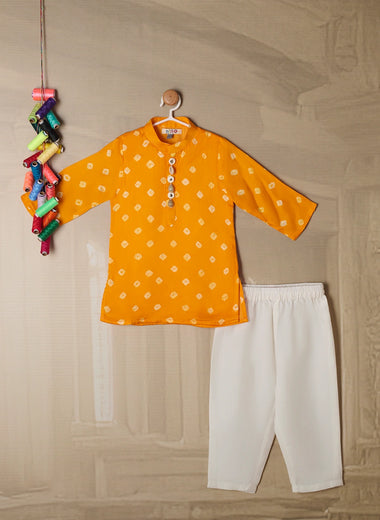 YELLOW BANDHANI KURTA SET