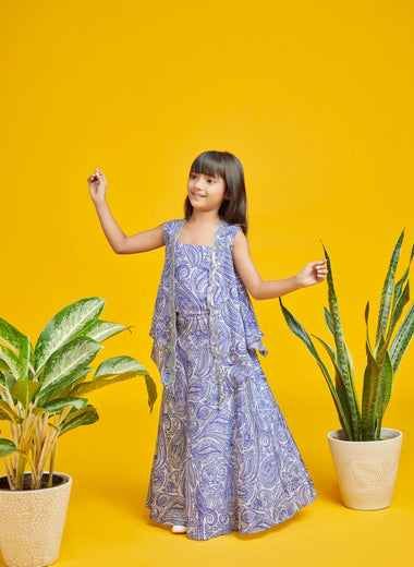 3Pc Scallop Jacket Lengha Set