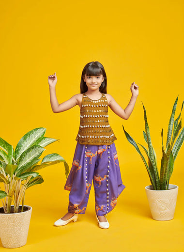 Shells & Coins Cowl Dhoti Set