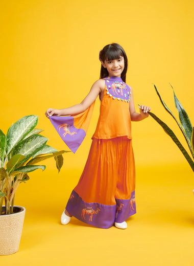 Palazzo Set With Broad Border At The Ends