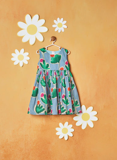 SUMMER PRINT BLUE FROCK