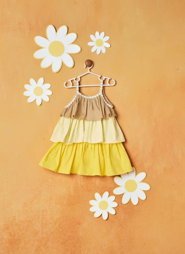 YELLOW TRIO LAYER FROCK