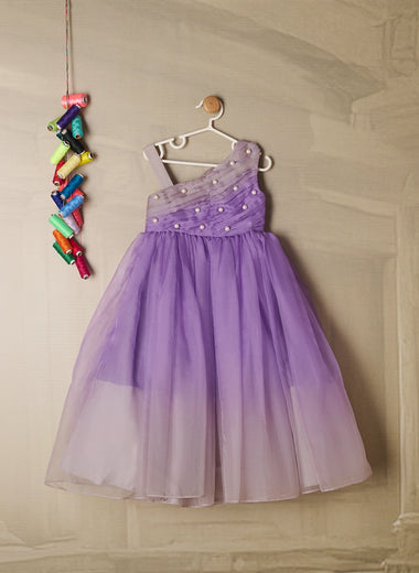 LAVENDER AND GREY SHADED ORGANZA GOWN