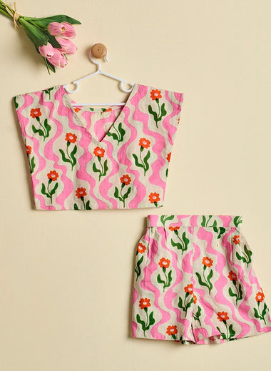 WAVE AND BLOOM CORD SET PINK