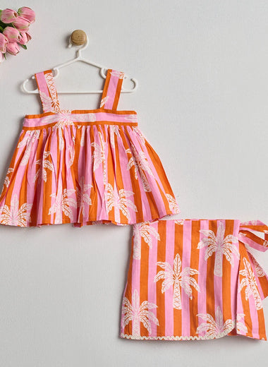 PALM KISSED STRIPES ( PINK & ORANGE )