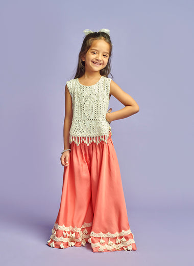 Flared Palazzo with Scallop Tassel Shells Set