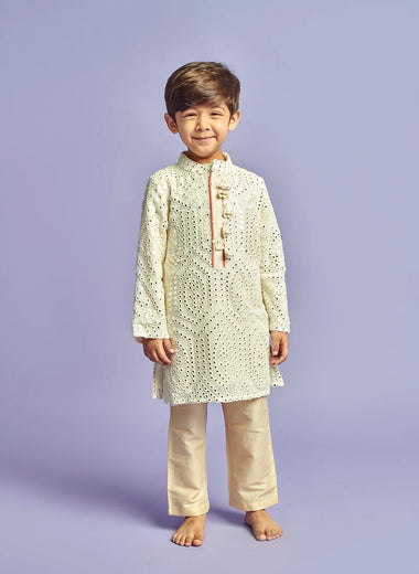 Self Weaved Abla Kurta Set