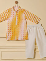 Saffron Stripe Kurta Set
