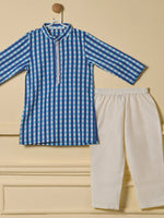 Blue Gingham Kurta Set