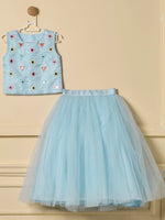 Powder blue Confetti Skirt Set