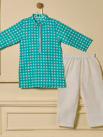 Teal Gingham Kurta Set