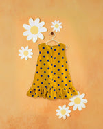 Yellow blue polka summer dress
