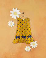 Yellow blue polka summer dress