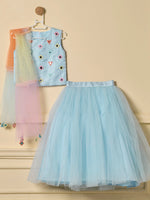 Powder blue Confetti Skirt Set