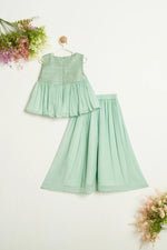 SEA GREEN PALAZZO SET WITH FLORAL YOK