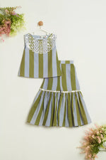 GREEN STRIPPED SHARARA
