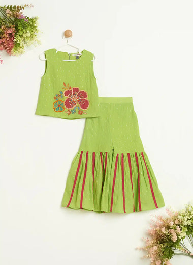 NEON PINK APPLIQUE SHARARA SET
