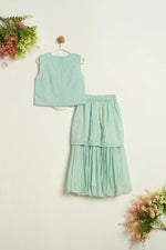 WHITE FLOWER SEA GREEN  SET