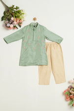 ZARDOZI FLOWER SEA GREEN KURTA SET