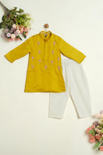 ZARDOZI FLOWER YELLOW KURTA SET