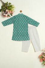 GREEN BLOCK PRINTED KURTA SET