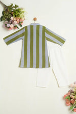 GREEN STRIPES KURTA SET