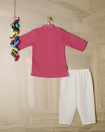 PINK SELF WEAVED KURTA SET