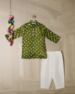 GREEN BANDHANI KURTA SET