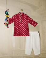 RED BANDHANI KURTA SET