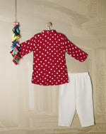 RED BANDHANI KURTA SET