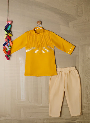 YELLOW PINTUCKS GOTA KURTA