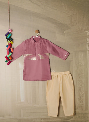 DUSTY PINK PINTUCKS GOTA KURTA