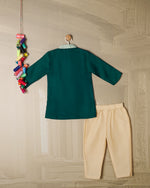 EMRALD GREEN COLOR BLOCKED KURTA SET