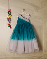 EMRALD GREEN AMND GREY SHADED ORGANZA GOWN