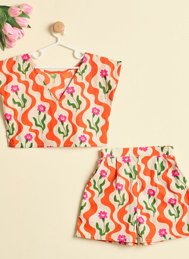 WAVE AND BLOOM CORD SET ORANGE