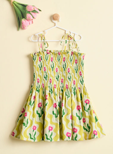 WAVE AND BLOOM DRESS YELLOW