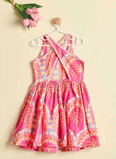 PINK PALM PARADE DRESS