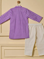 Purple Gingham Kurta Set