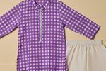Purple Gingham Kurta Set
