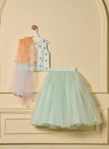 Mint Confetti Skirt Set