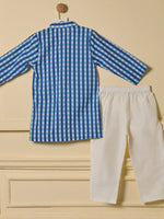 Blue Gingham Kurta Set